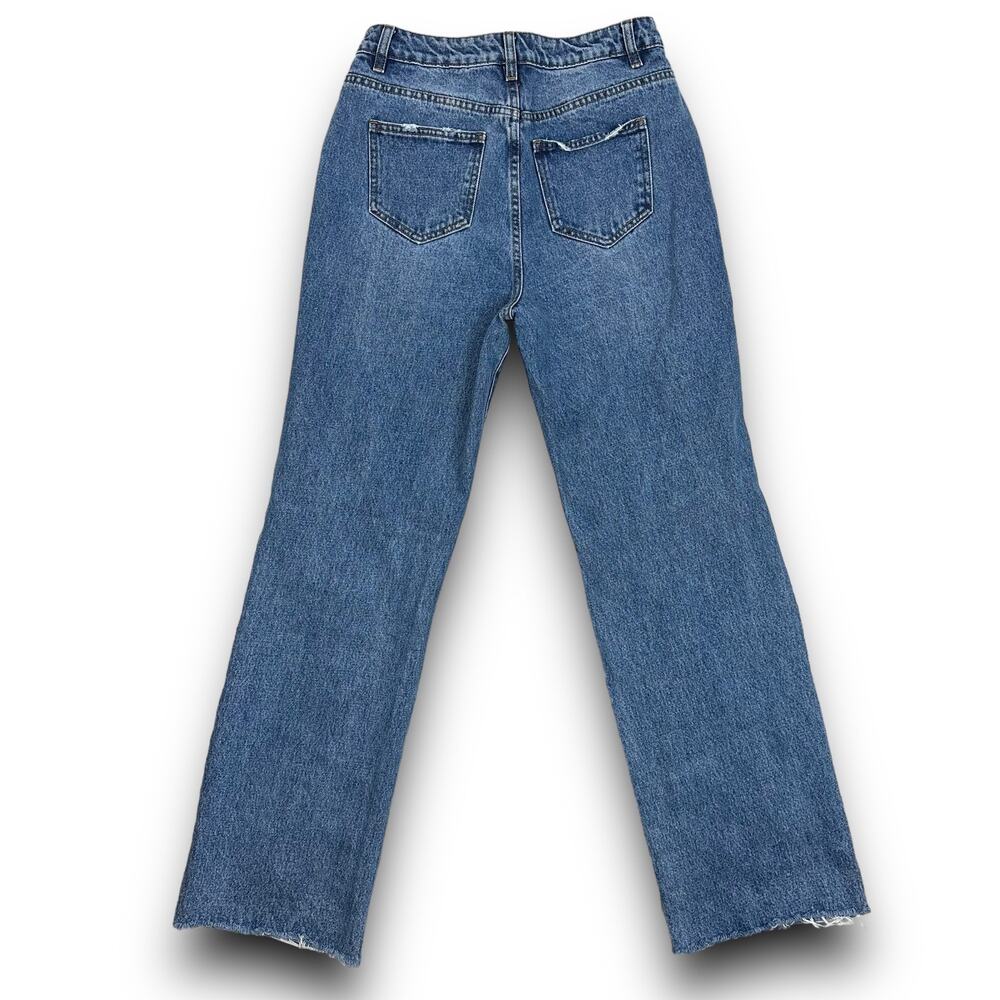 American Bazi Womens High Rise Waist Straight Wide Leg Jeans Distressed Size 5 - Picture 5 of 7